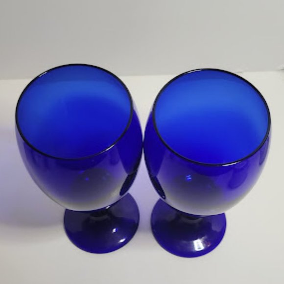 SET OF 2 VINTAGE LIBBEY PRESTIGE COBALT BLUE WATER/TEA GLASSES 7.25" TALL - Picture 2 of 4